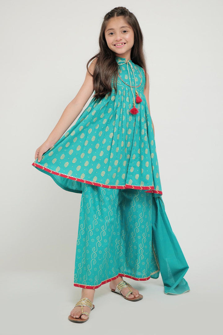 Cotton Plain Cambric Teal Stitched Suit - Senorita