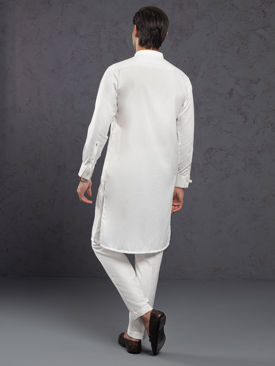 Blended White Kurta Trouser - Almirah