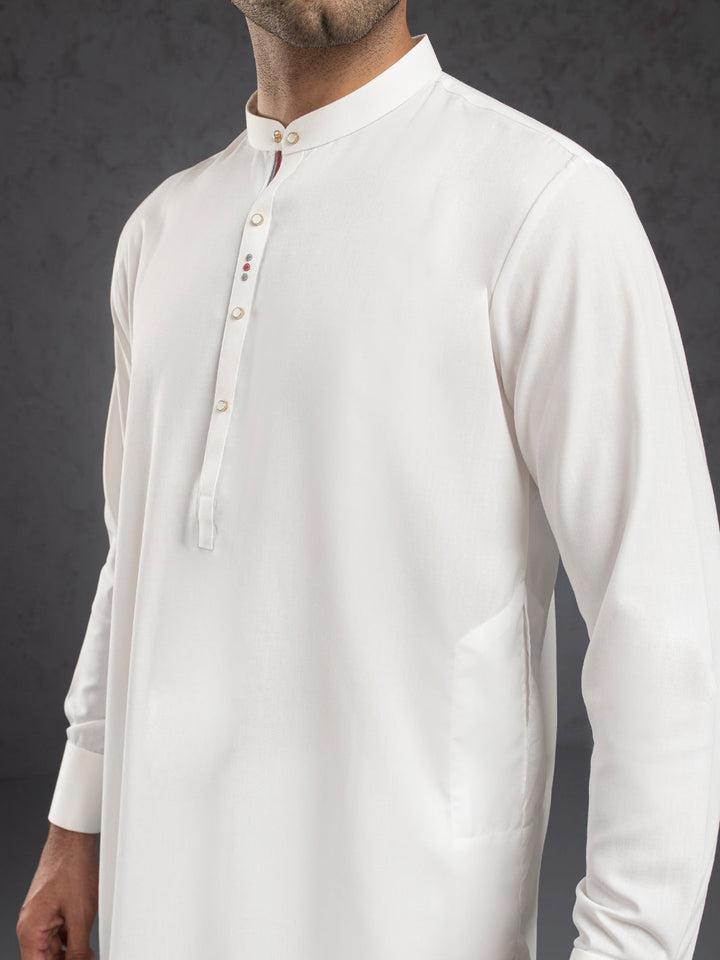 Blended White Kurta Trouser - Almirah