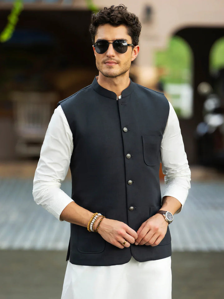 Taflon Rayon Grey Waist Coat - Almirah