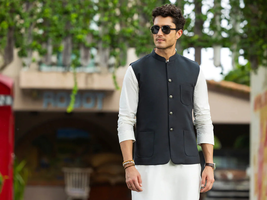 Taflon Rayon Grey Waist Coat - Almirah