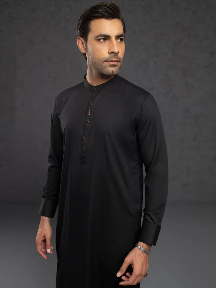 Blended Black Kurta Trouser- Almirah