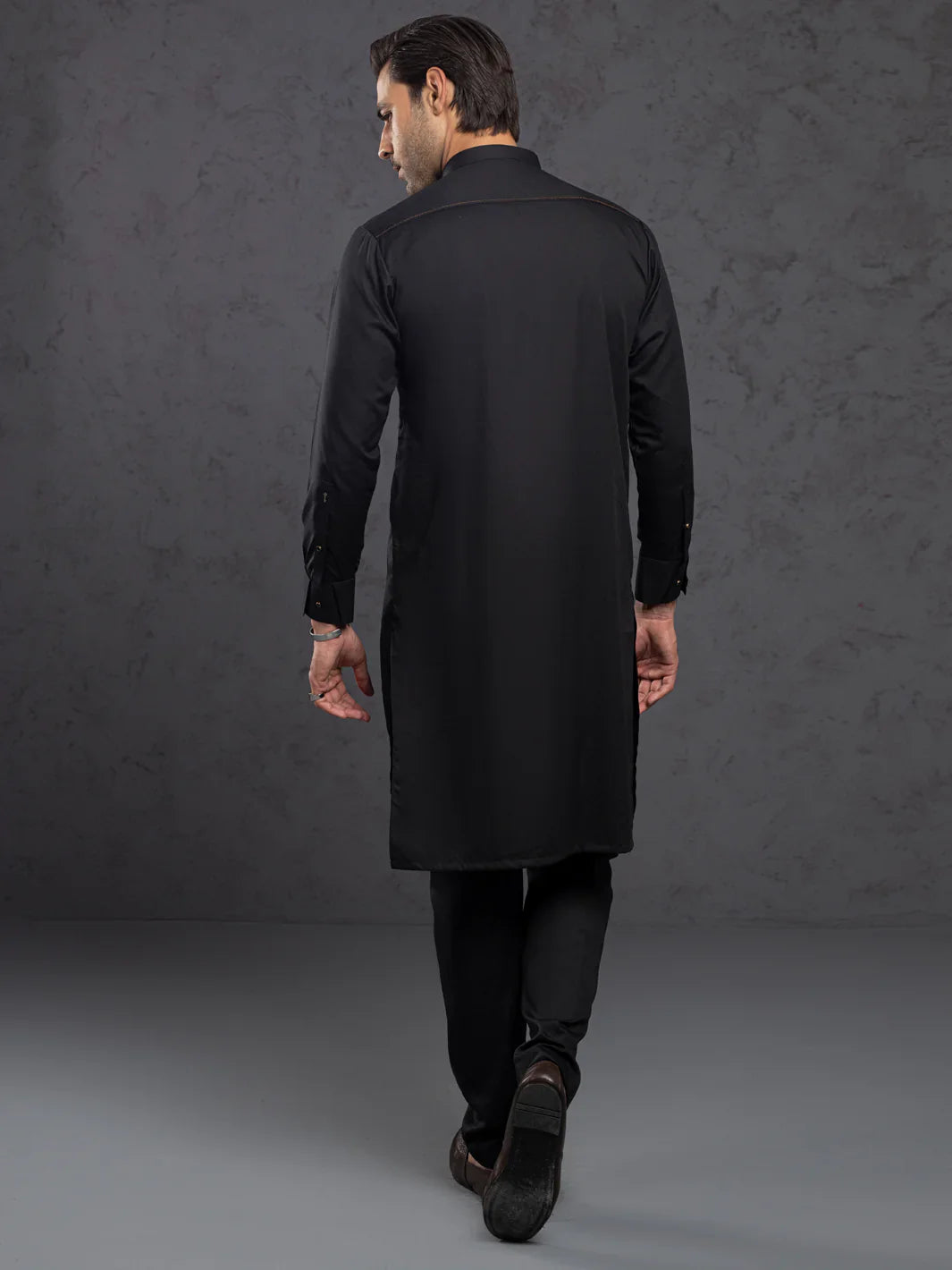 Blended Black Kurta Trouser- Almirah