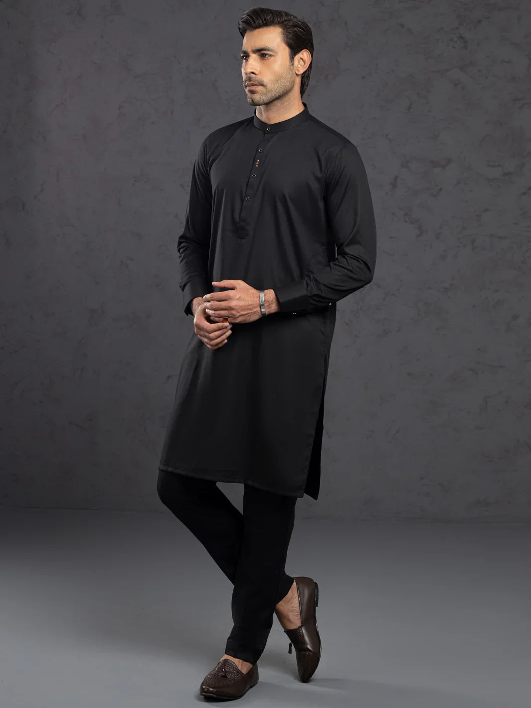 Blended Black Kurta Trouser- Almirah