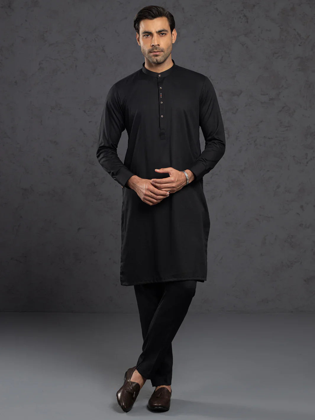 Blended Black Kurta Trouser- Almirah