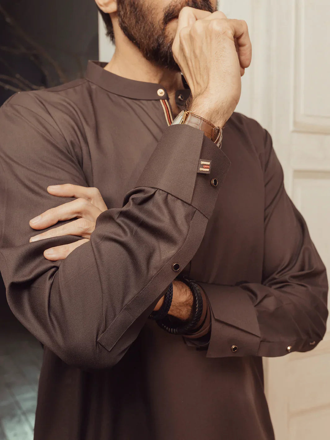 Blended Brown Kurta Trouser- Almirah