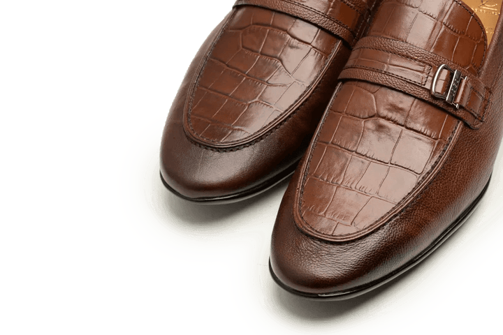 Leather Formal Brown Shoes - Logo