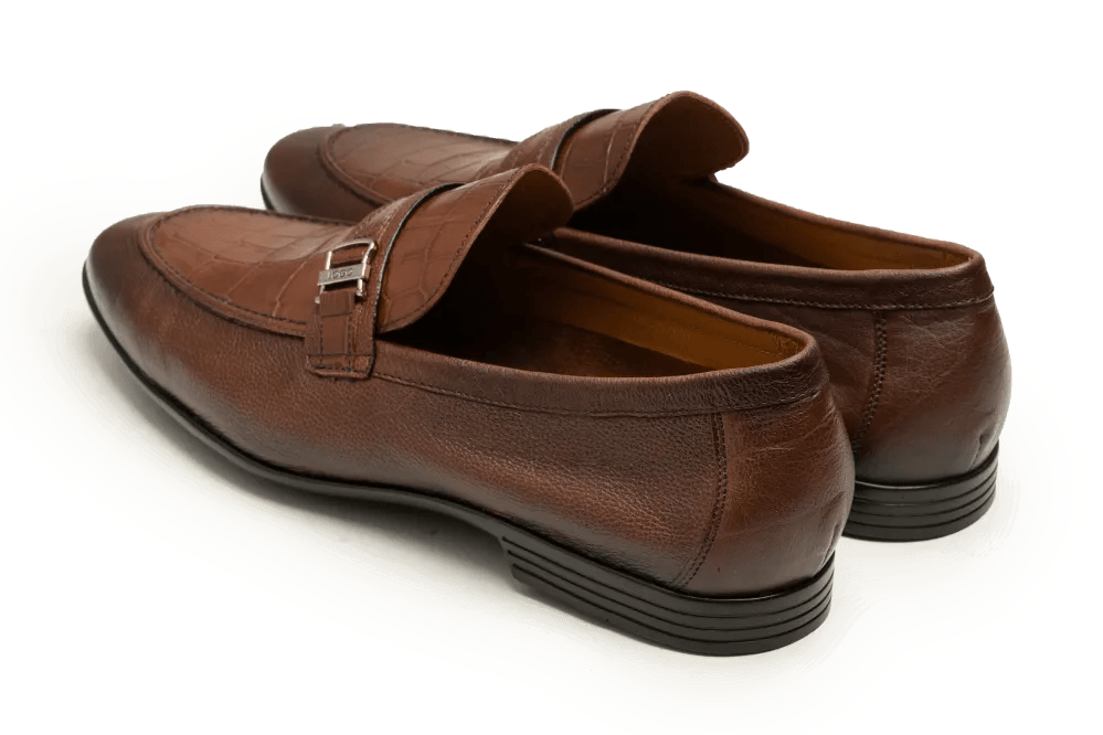 Leather Formal Brown Shoes - Logo
