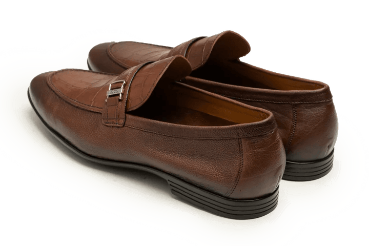 Leather Formal Brown Shoes - Logo