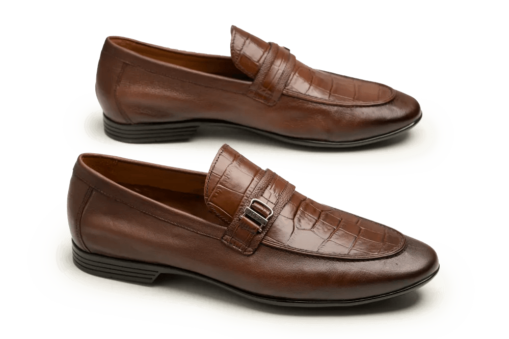 Leather Formal Brown Shoes - Logo