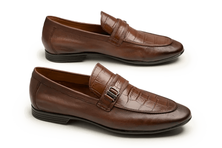 Leather Formal Brown Shoes - Logo