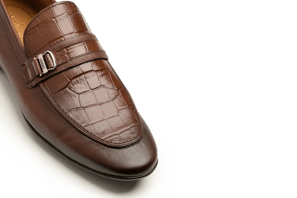 Leather Formal Brown Shoes - Logo