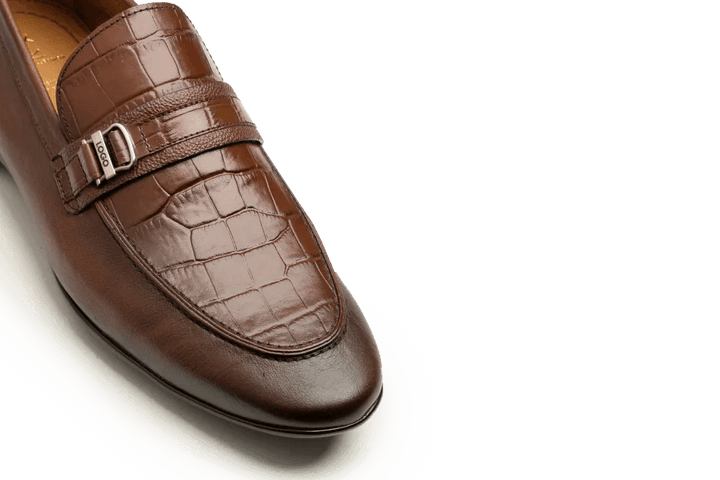 Leather Formal Brown Shoes - Logo
