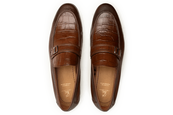 Leather Formal Brown Shoes - Logo