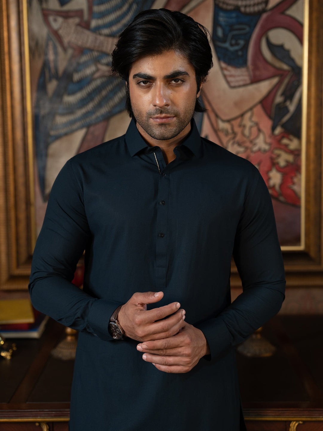 Blended Stripes Outer Spa Kurta Trouser - J. Junaid Jamshed