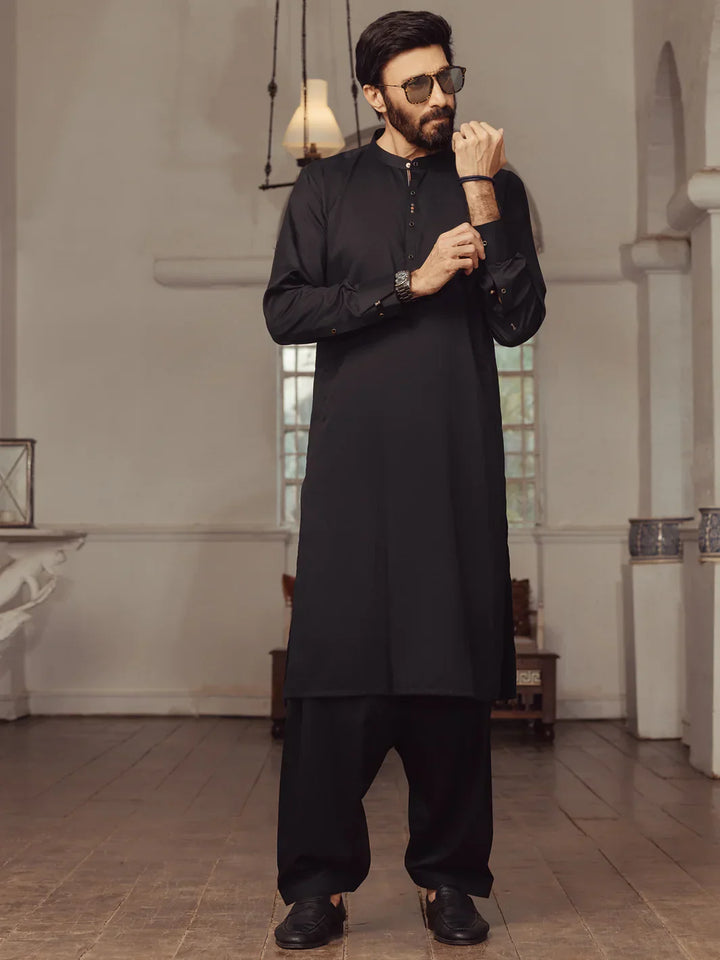 Blended Black Shalwar Kameez- Almirah