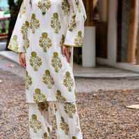 Dobby Strip Off White Stitched Suit - Almirah