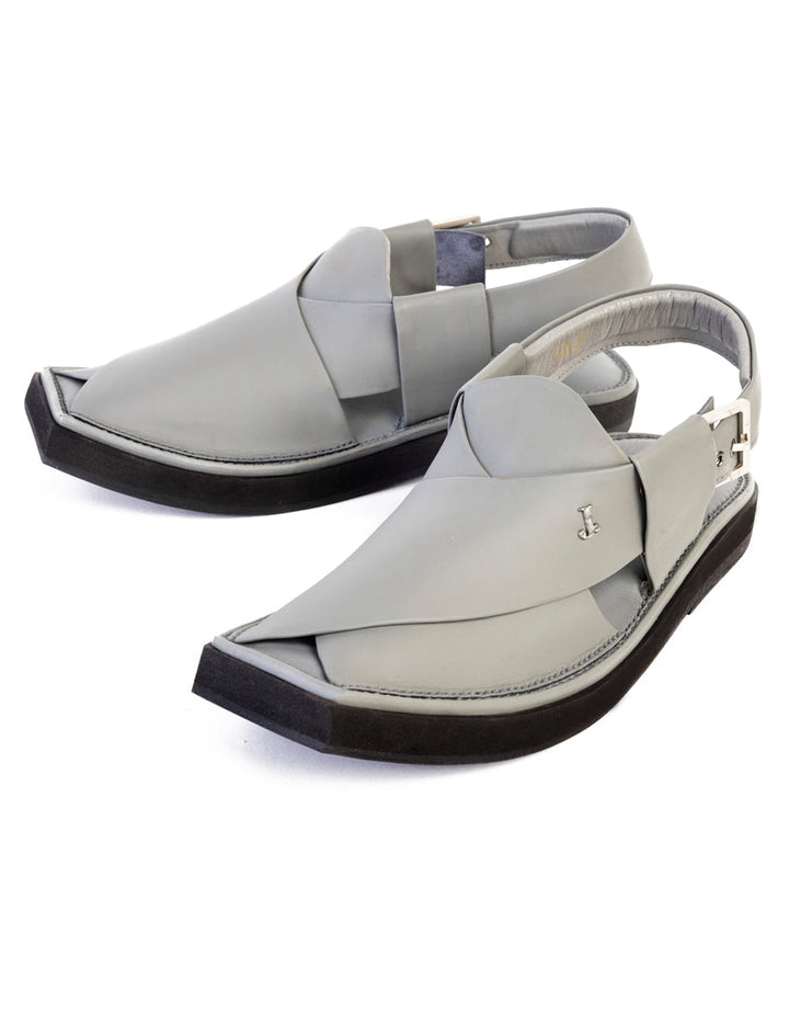 Plain Grey Peshawari Chappal - J. Junaid Jamshed