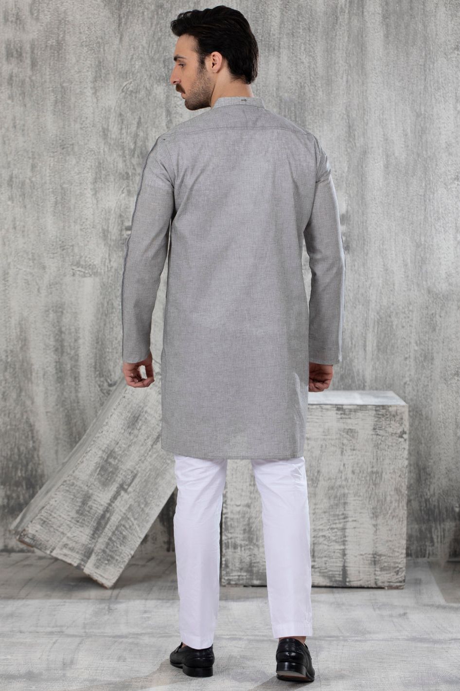 Polyester Viscose Grey Kurta - Almirah