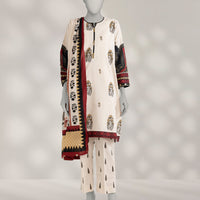Cambric Cream Unstitched Suit - J. Junaid Jamshed