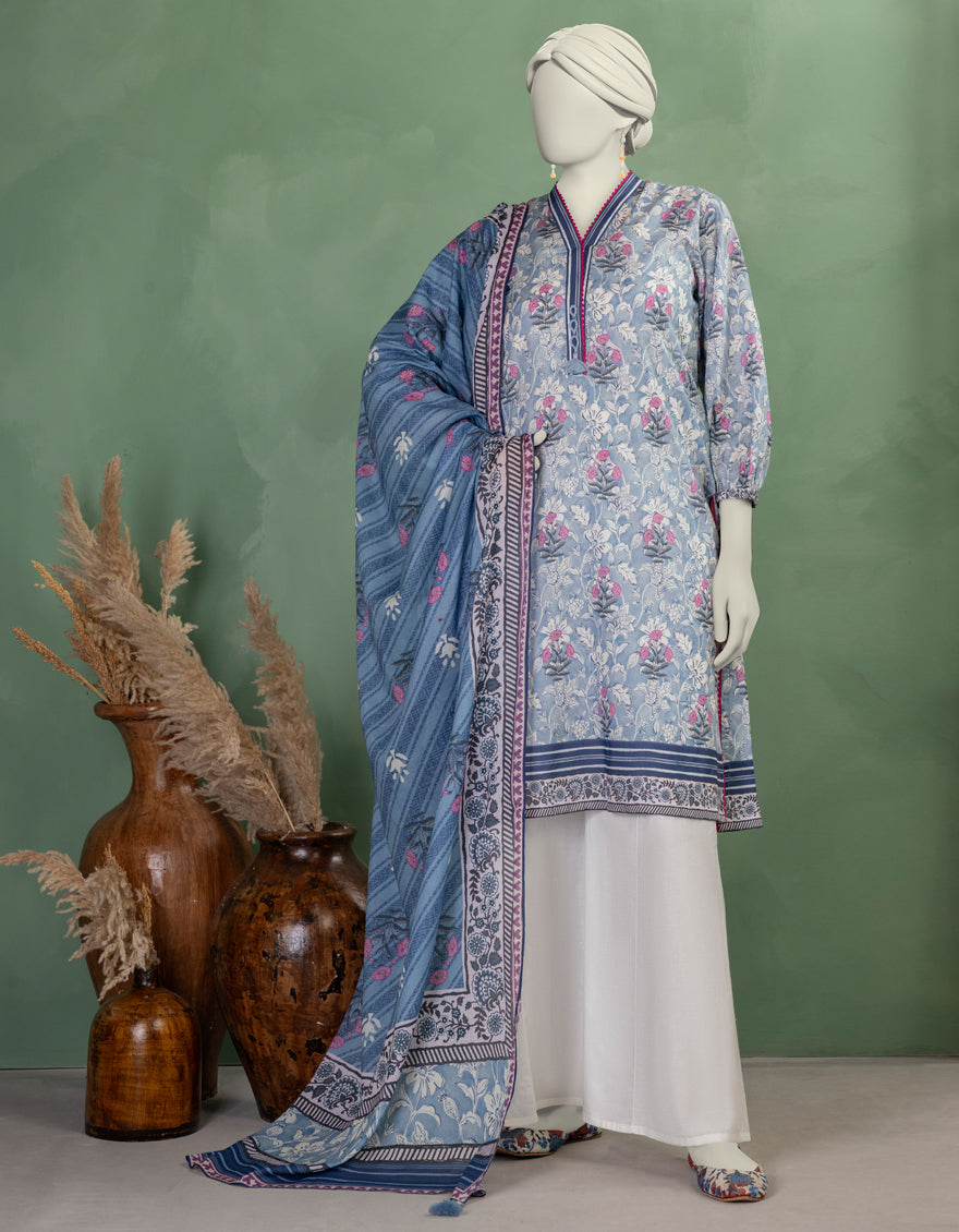 Lawn Multicolor Unstitched Suit - J. Junaid Jamshed