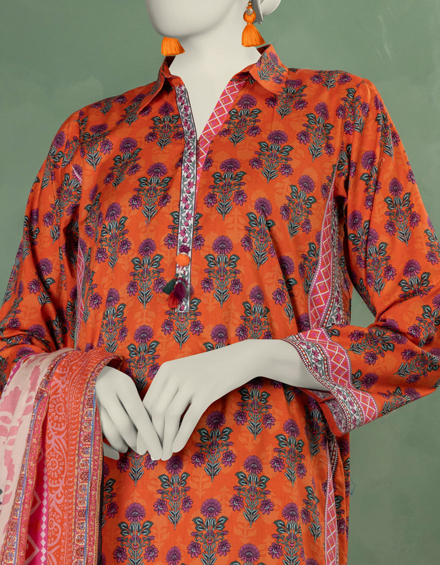 Lawn Multicolor Unstitched Suit - J. Junaid Jamshed