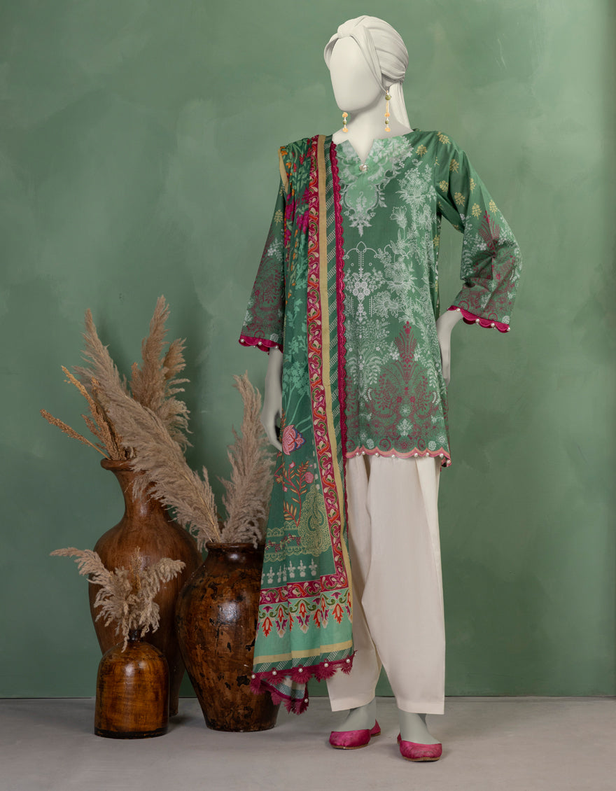 Lawn Multicolor Unstitched Suit - J. Junaid Jamshed