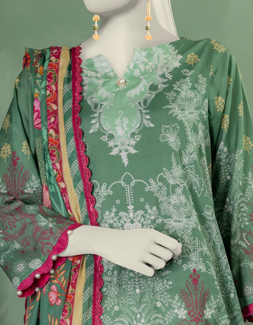 Lawn Multicolor Unstitched Suit - J. Junaid Jamshed
