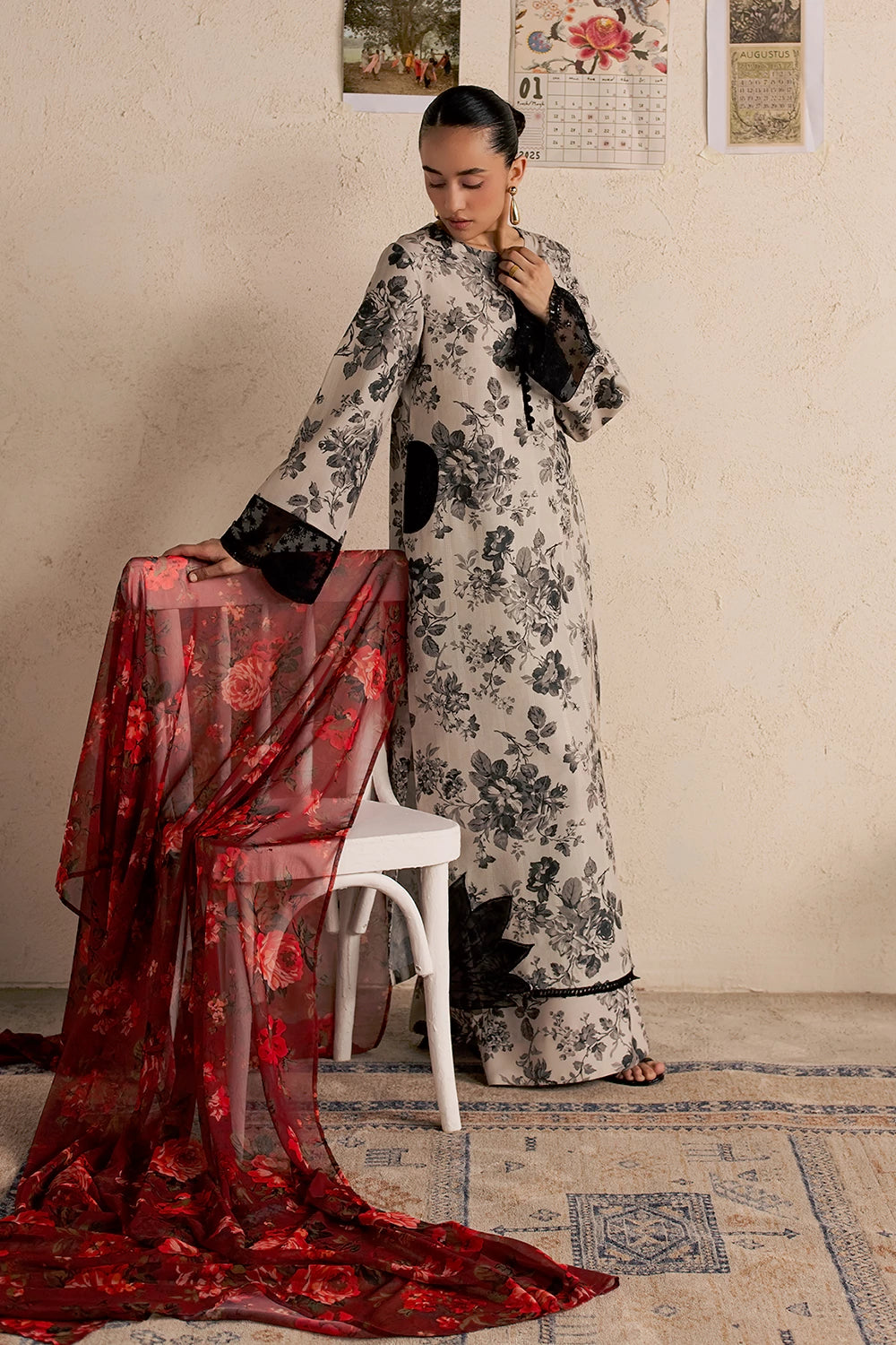 Dobby Lawn Beige Stitched Suit - Vanya