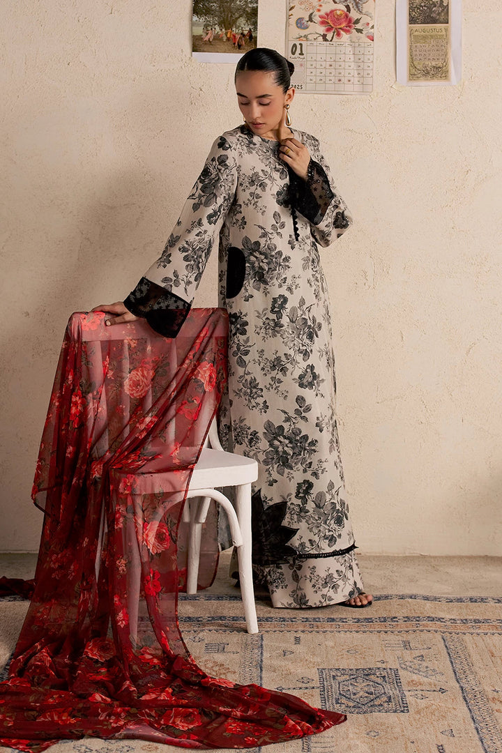 Dobby Lawn Beige Stitched Suit - Vanya