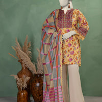 Lawn Multicolor Unstitched Suit - J. Junaid Jamshed
