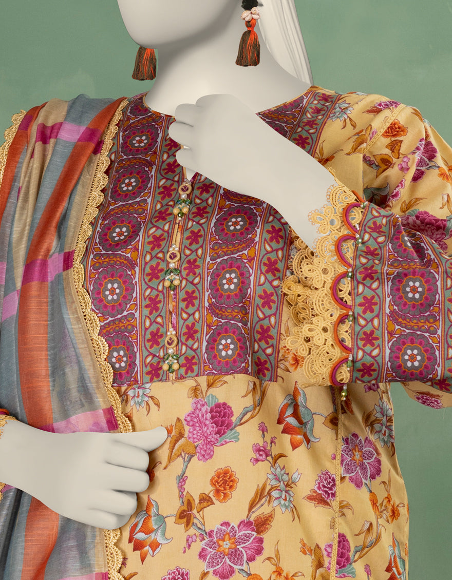 Lawn Multicolor Unstitched Suit - J. Junaid Jamshed