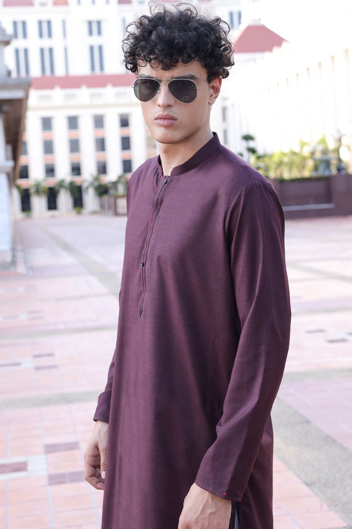 Polyester Maroon Kurta - Almirah