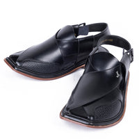 Plain Black Peshawari Chappal - J. Junaid Jamshed