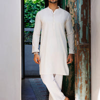 Blended Off White Kurta - Almirah