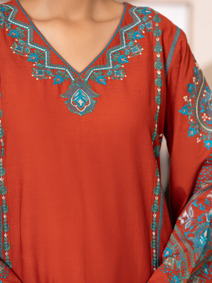 Cotton Lawn Rust Kurti - Almirah