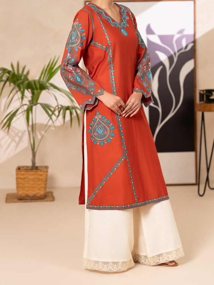 Cotton Lawn Rust Kurti - Almirah