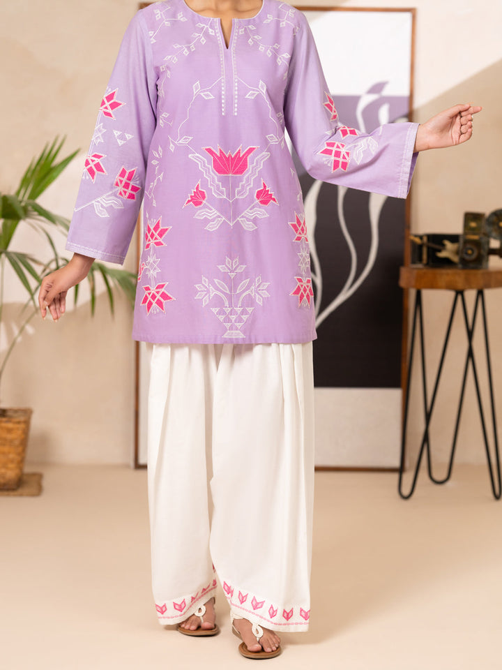 Cotton Lawn Light Purple Kurti - Almirah