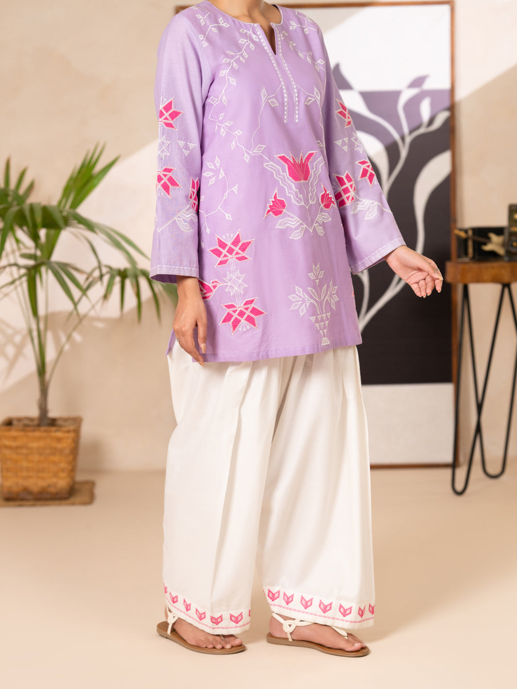 Cotton Lawn Light Purple Kurti - Almirah