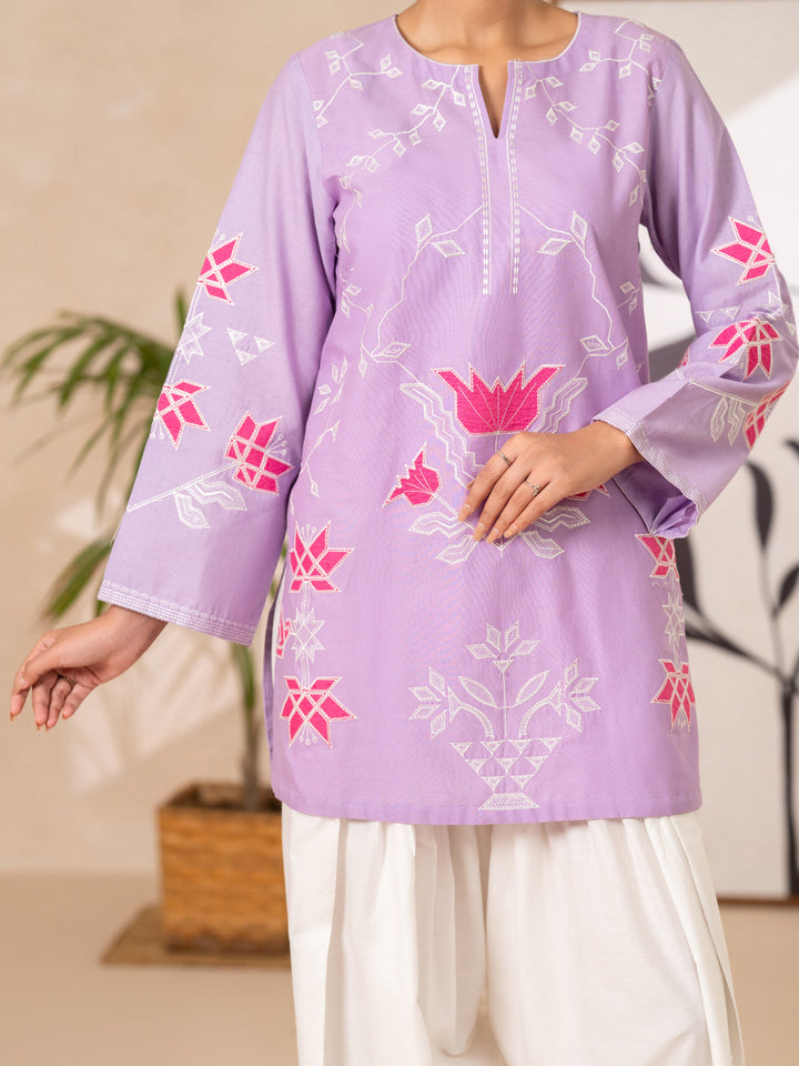 Cotton Lawn Light Purple Kurti - Almirah