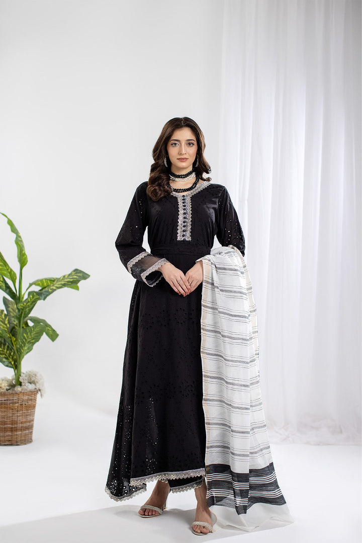 Chikenkari Black Stitched Suit - Raqsam