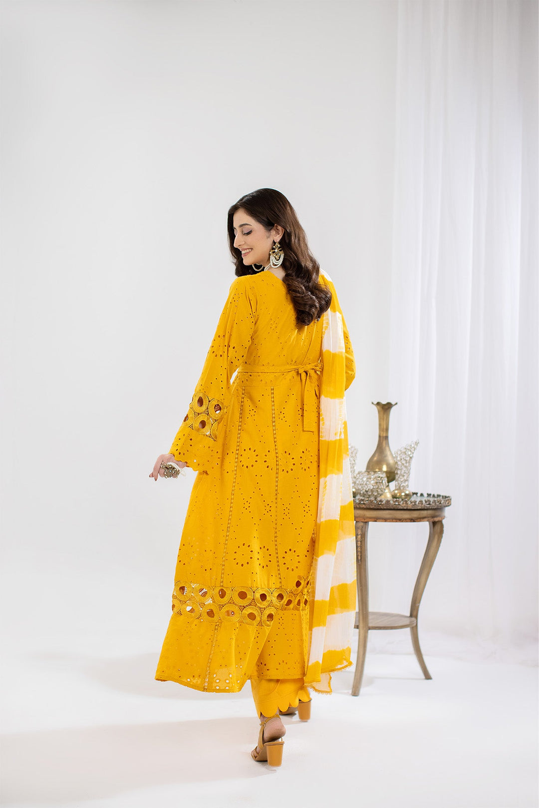 Chikenkari Yellow Stitched Suit - Raqsam