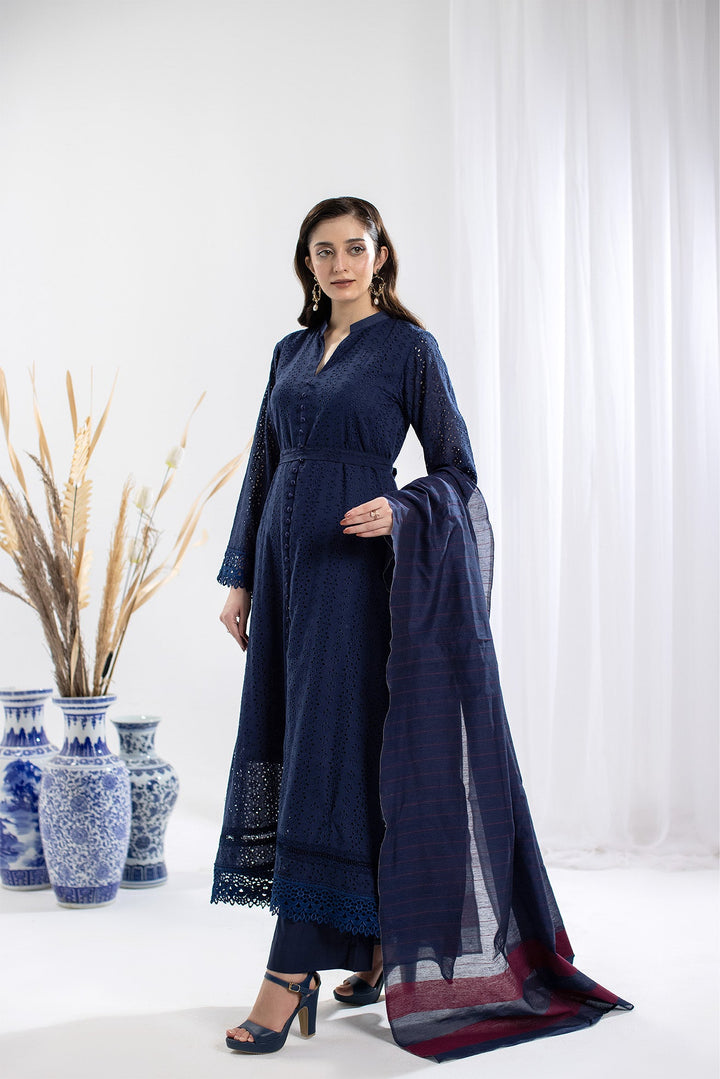 Chikenkari Blue Stitched Suit - Raqsam