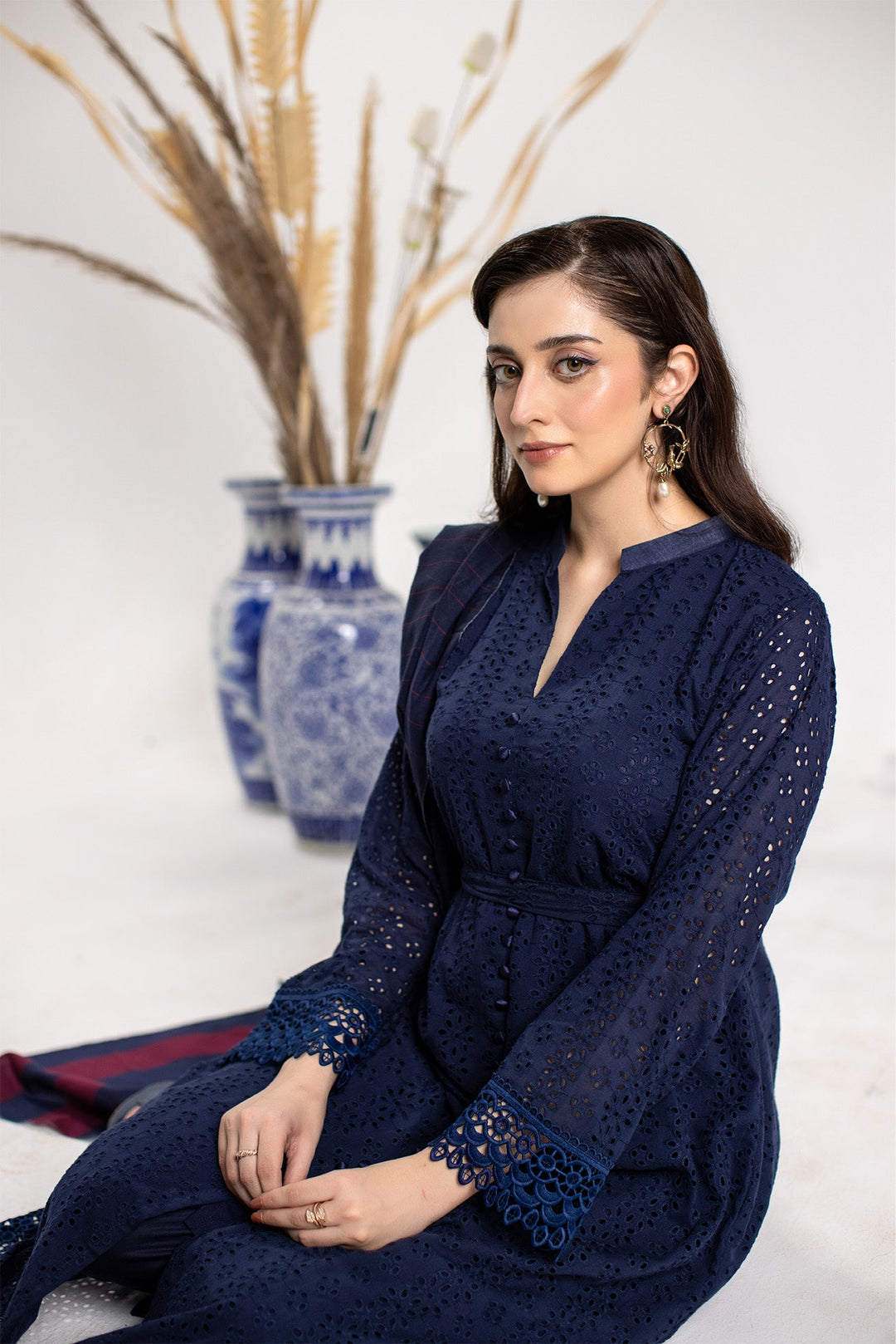 Chikenkari Blue Stitched Suit - Raqsam