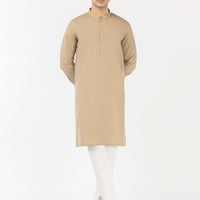 Blended Fawn Kurta - J. Junaid Jamshed