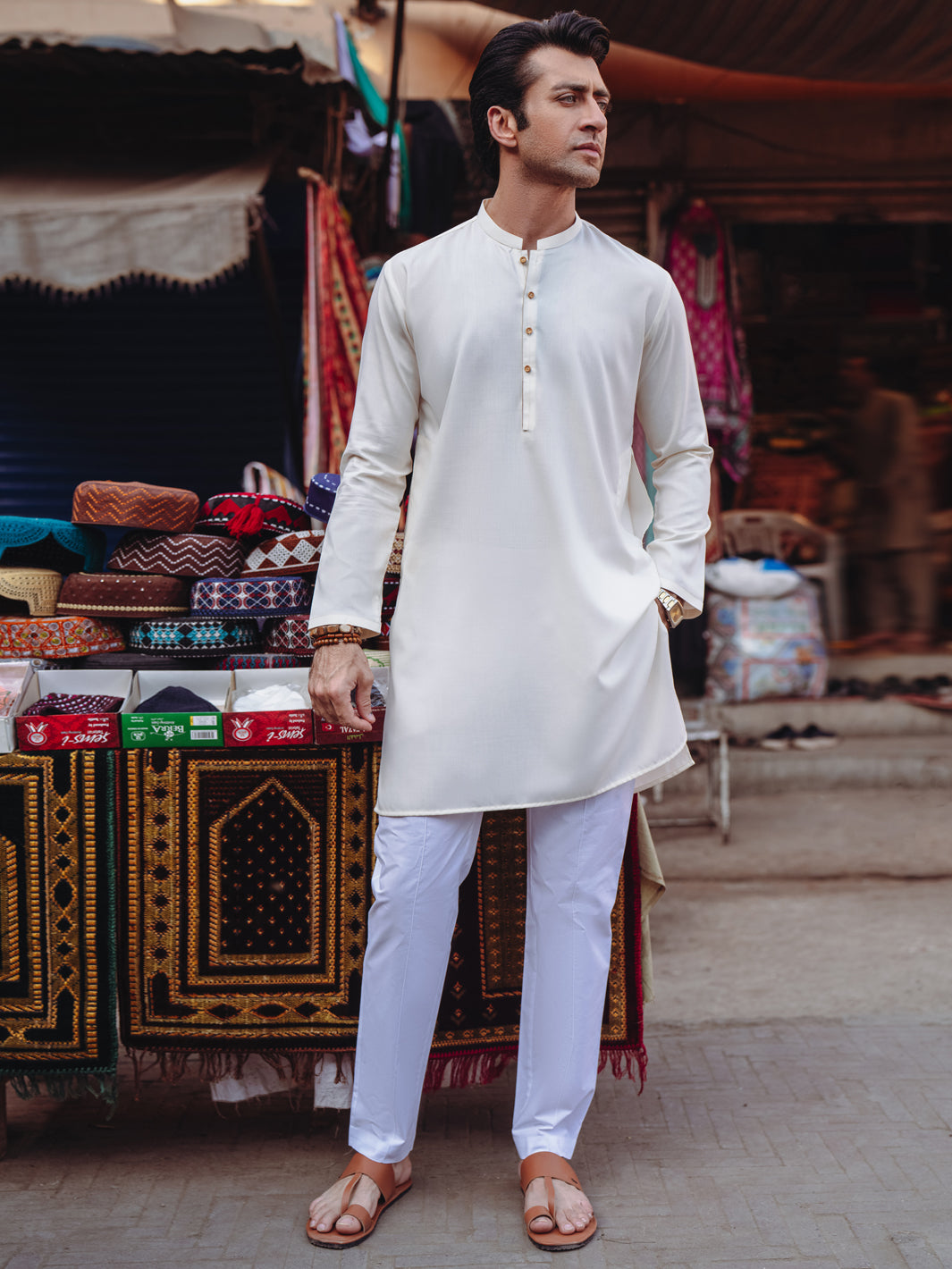 Blended Off White Kurta - Almirah