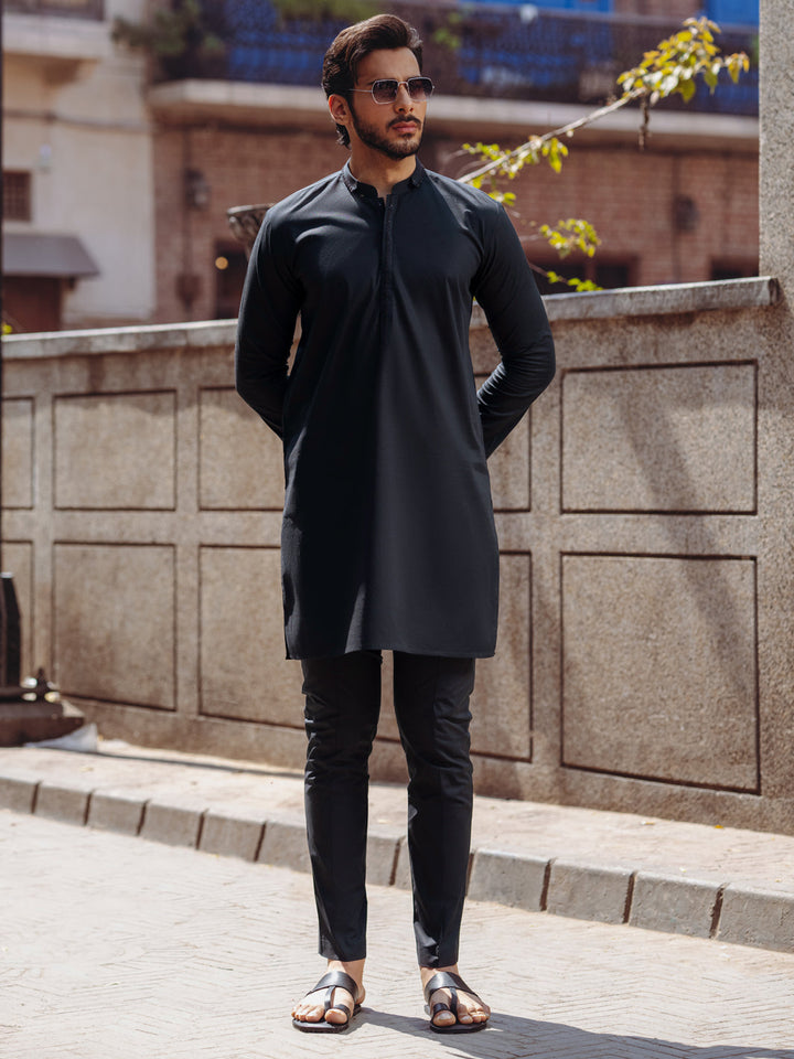 Cotton Black Kurta - Almirah