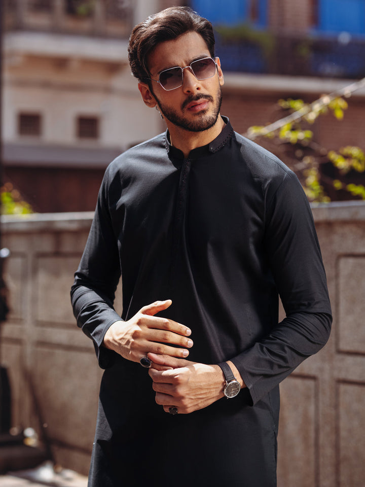 Cotton Black Kurta - Almirah