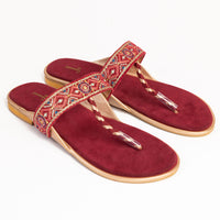 Suede Red Chappal - J. Junaid Jamshed