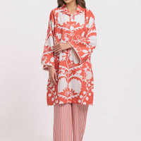 Khaddar Orange Stitched Suit - Bonanza